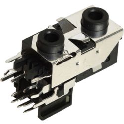 3.5 mm, Right Angle, Dual Mono/Stereo Jack - PCB Mount