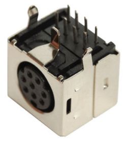 Mini DIN Receptacle, 3 ~ 9 Contacts, Right Angle, PCB Mount, Shielded